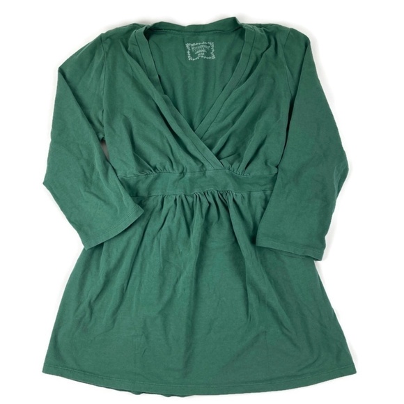 Motherhood Womens Blouse Green Vneck Cinch Waist M - Picture 1 of 9